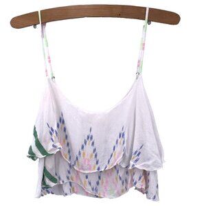 Indah Top S Cropped Ruffle Cotton Tank Flowy Southwestern Boho Hippie Fairycore
